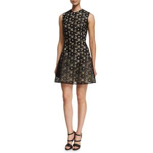 Victoria Beckham Sleeveless High-Neck Floral-Lace Dress Black Size 4